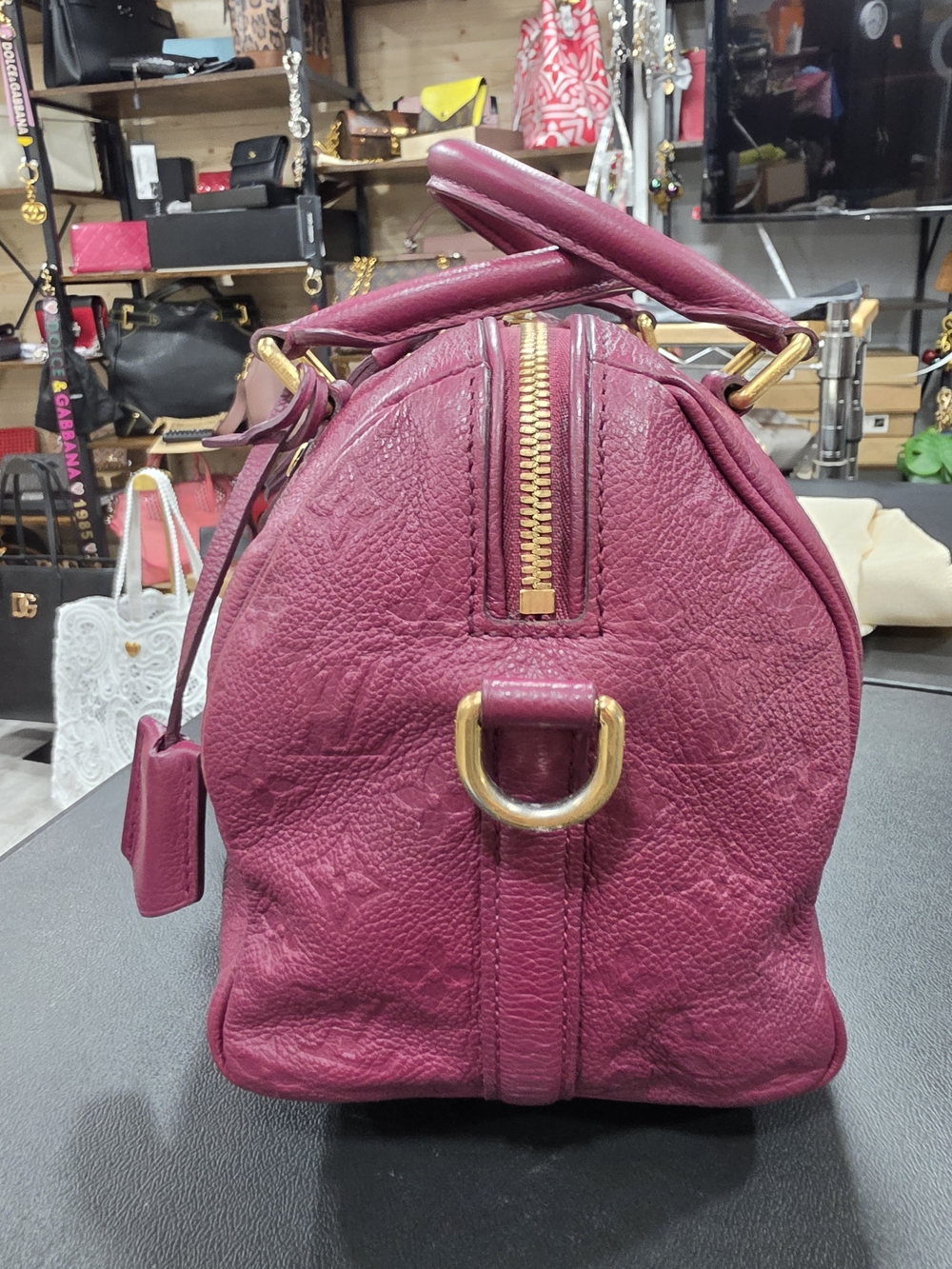 Louis Vuitton Monogram Empreinte Speedy Bandoulière 25 In Aurore (Plum) EUC - Picture 3 of 4